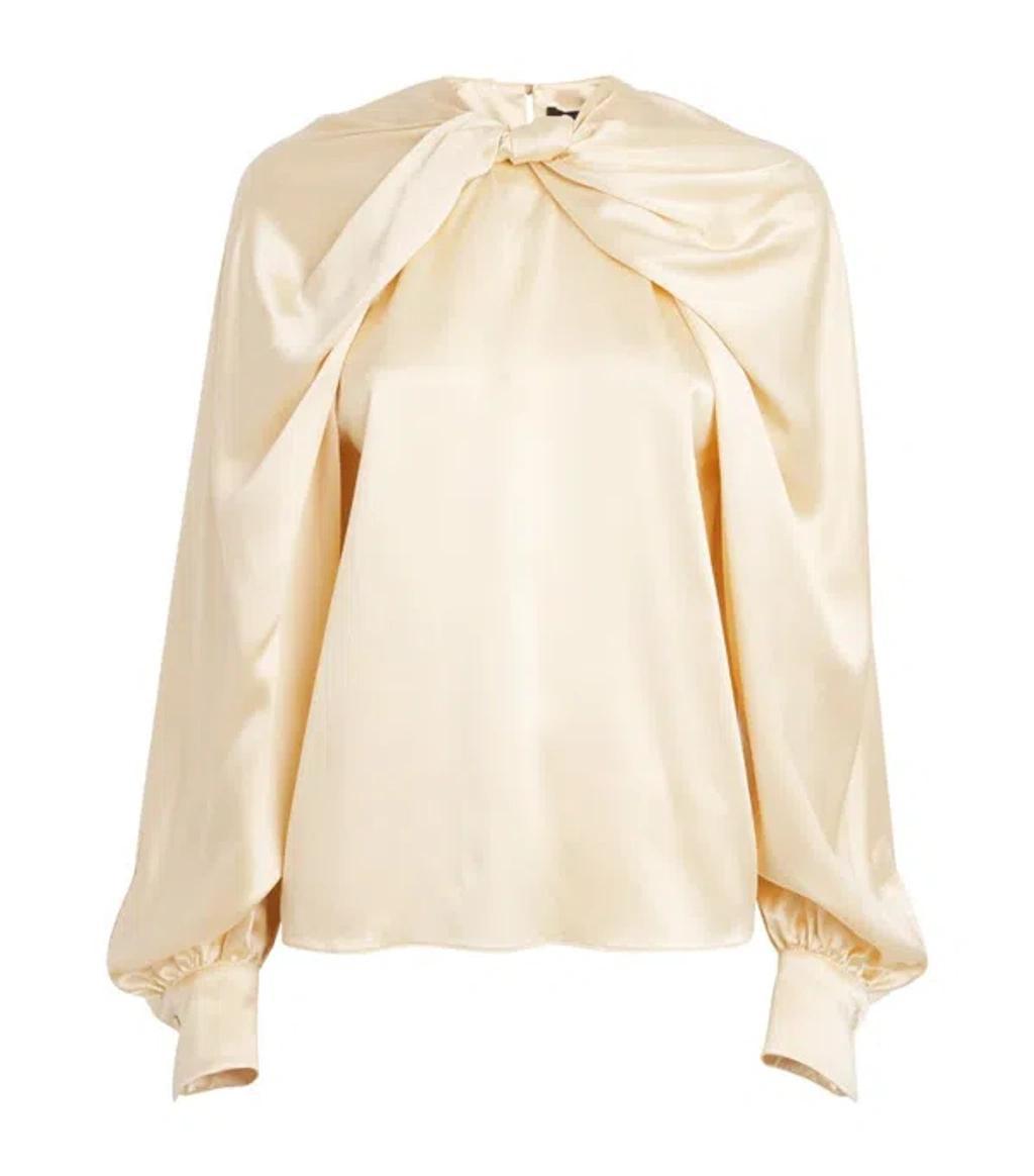 MAX MARA Silk Bow-detail Blouse In White Product Image