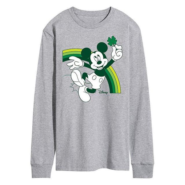 Disneys Mickey Mouse Mens Green Rainbow Long Sleeve Graphic Tee Product Image