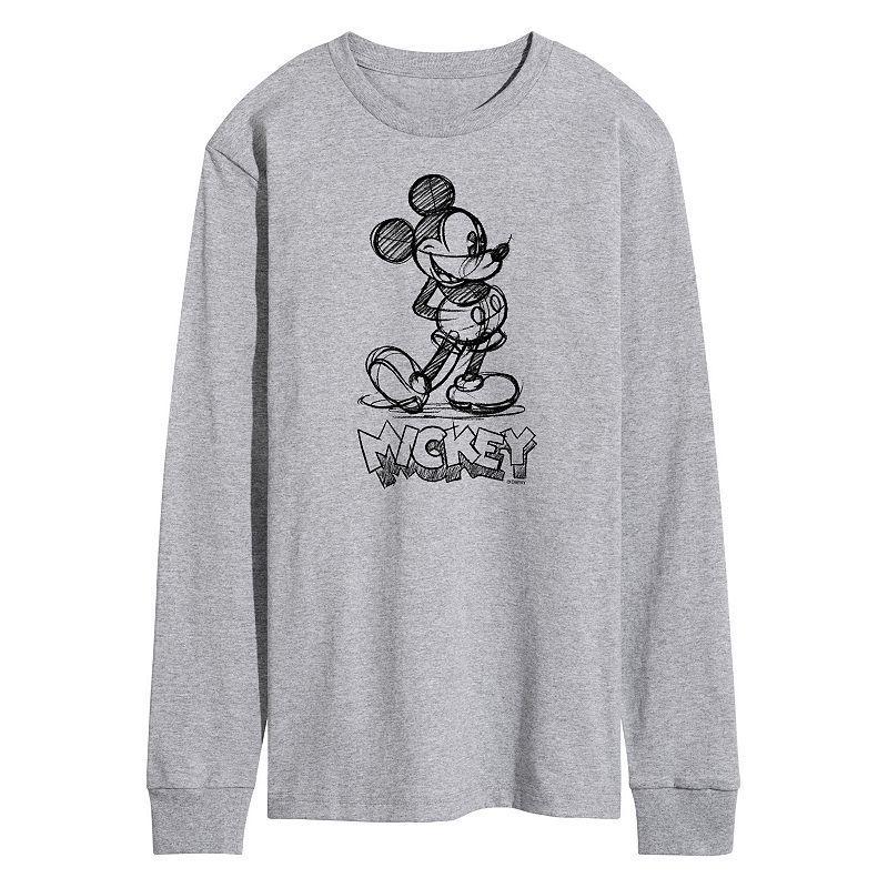 Disneys Mickey Mouse Mens Sketch Long Sleeve Graphic Tee Product Image