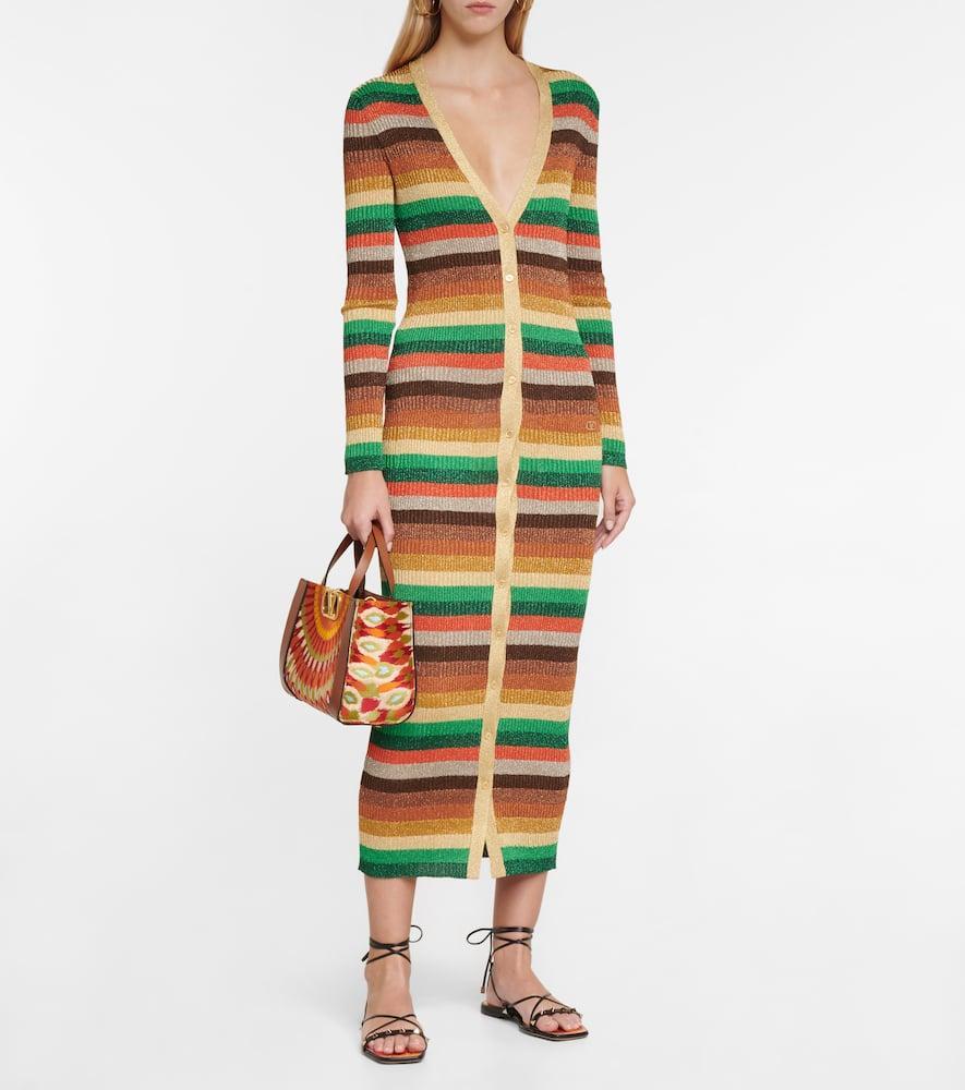 Lurex Striped V-neck Midi Dress In Multicoloured Product Image