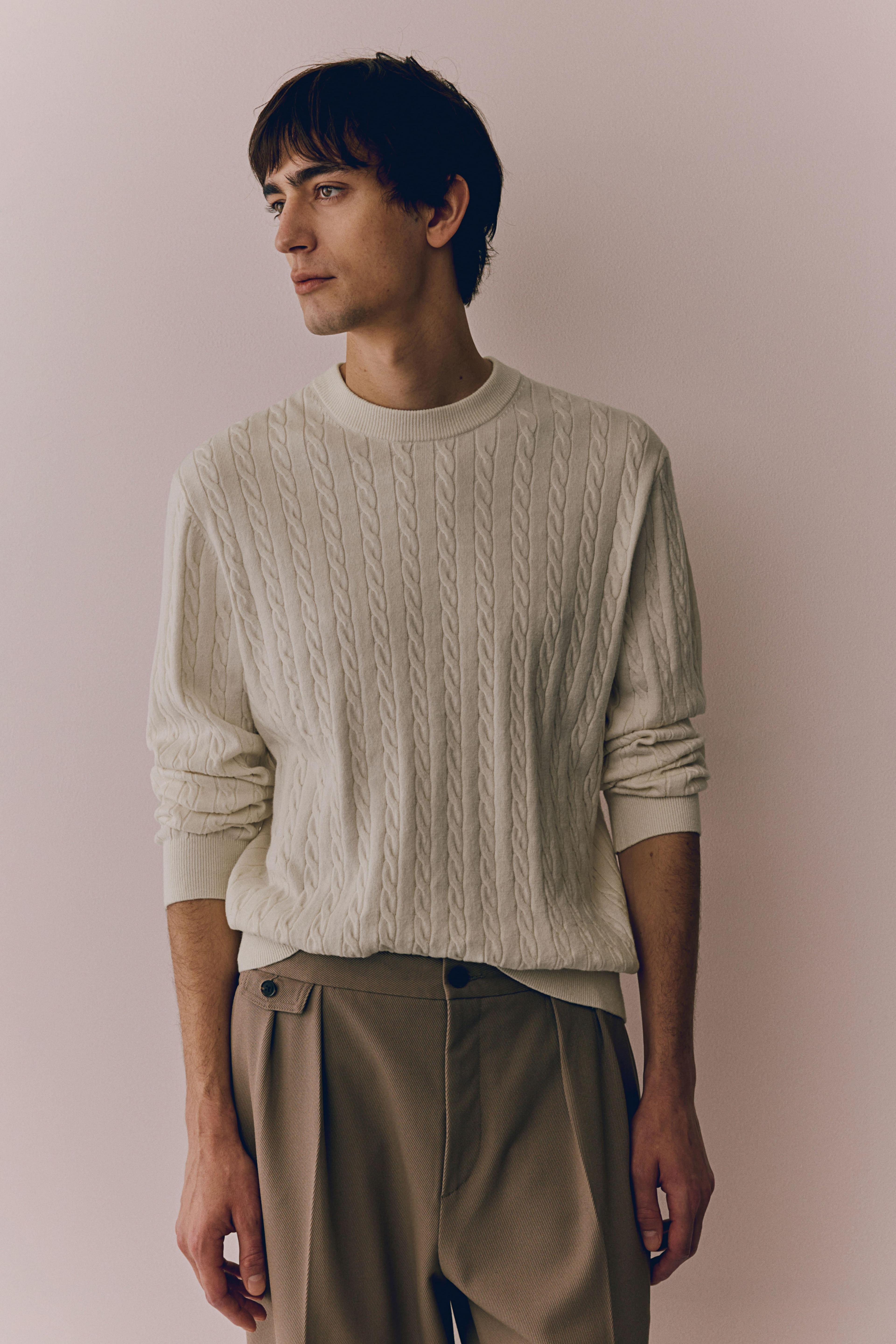 Regular-Fit Cable-Knit Sweater product image