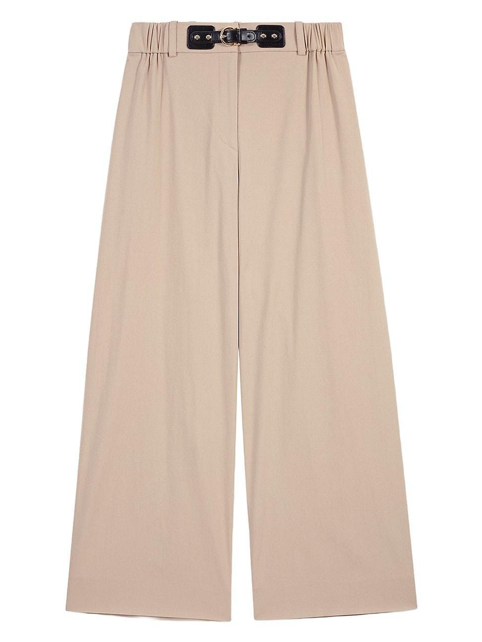 Womens Wide-Leg Cotton Trousers Product Image