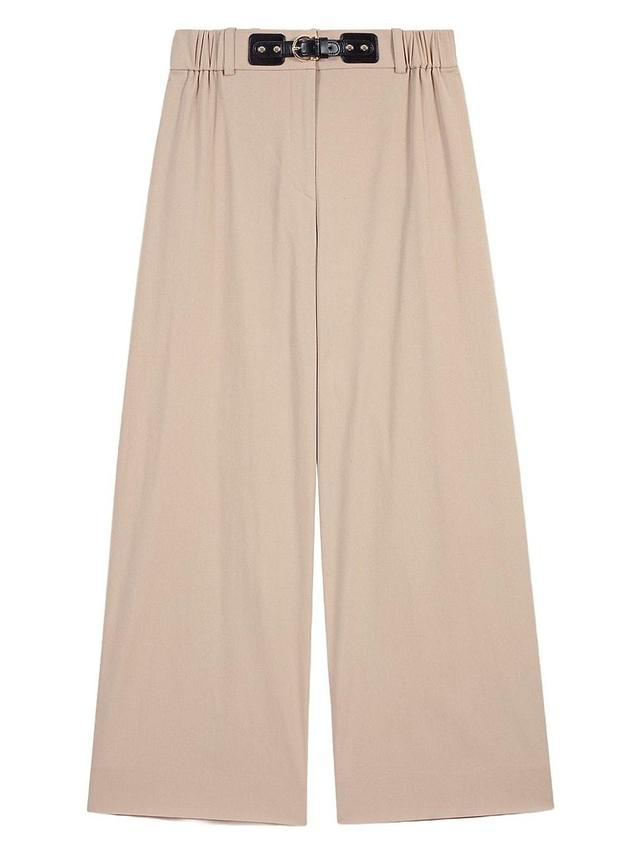 Womens Wide-Leg Cotton Trousers Product Image