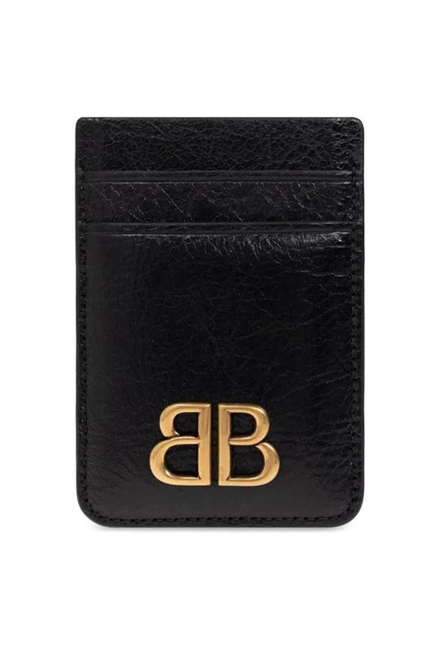 BALENCIAGA Leather Card Holder In Black Product Image