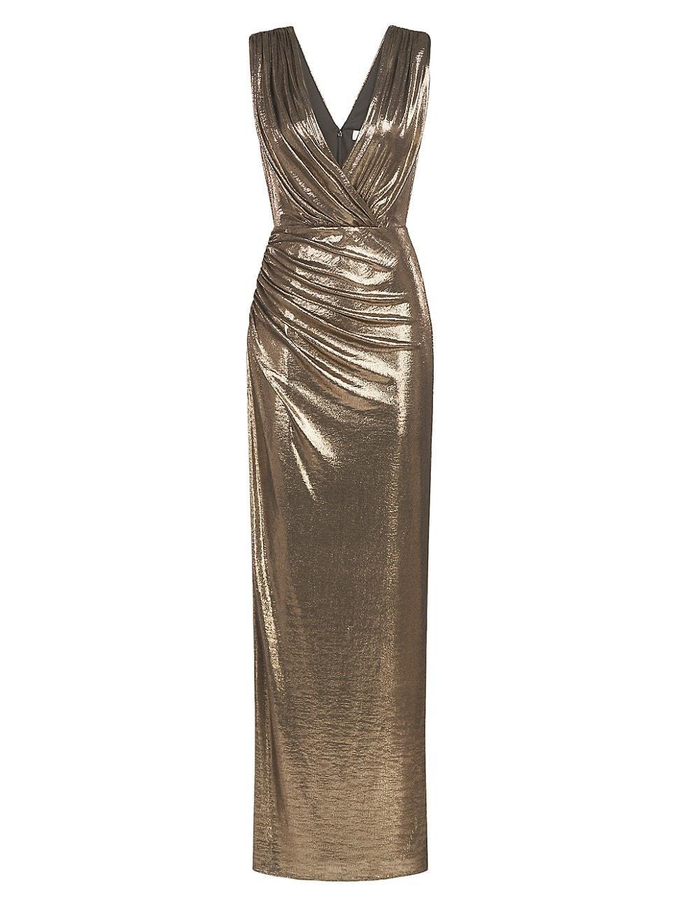 Womens Misha Metallic Jersey Wrap Gown Product Image