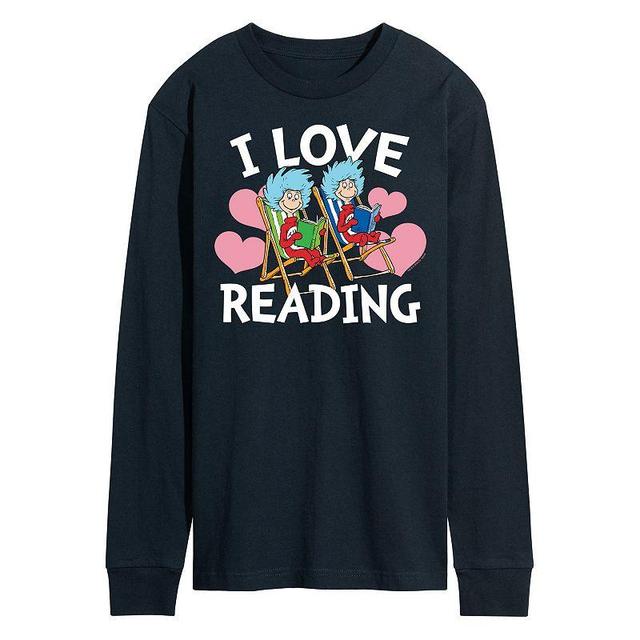 Mens Dr Seuss I Love Reading Long Sleeve Graphic Tee Blue Product Image