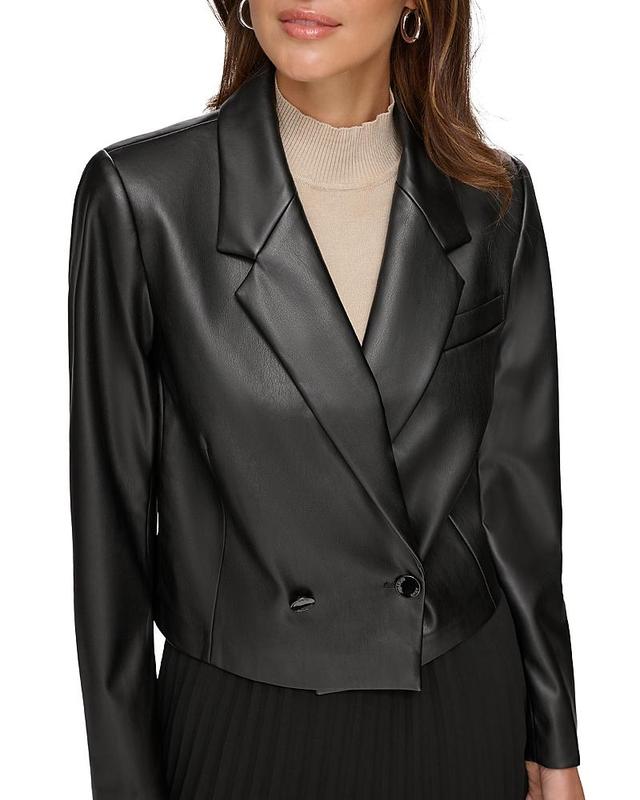 Dkny Cropped Faux Leather Blazer Product Image