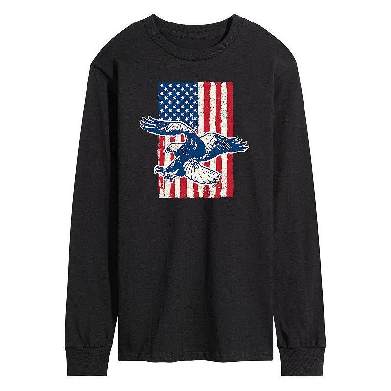 Mens Eagle American Flag Long Sleeve Graphic Tee Black Product Image