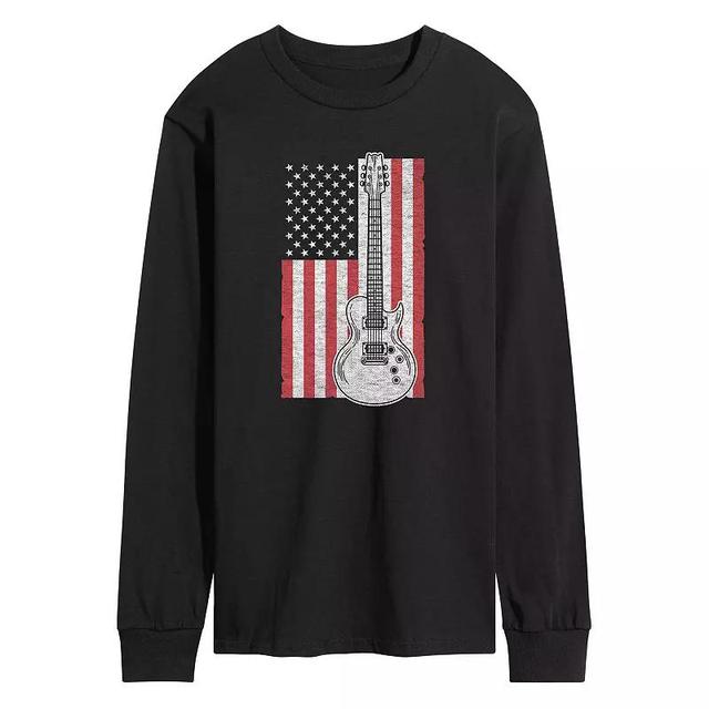 Mens USA Flag Guitar Long Sleeve Tee Product Image