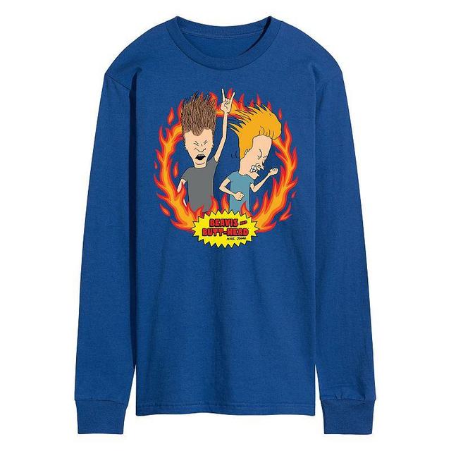 Mens Beavis And Butthead Rock Flames Long Sleeve Tee Product Image