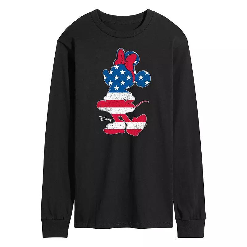 Disneys Minnie Mouse Mens Americana Long Sleeve Graphic Tee Blue Product Image