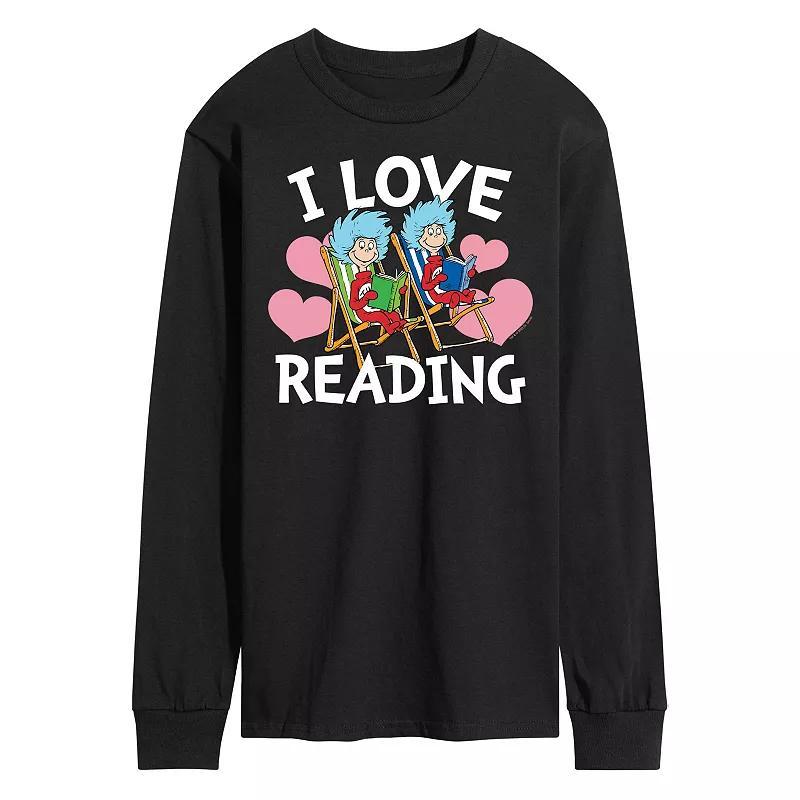 Mens Dr Seuss I Love Reading Long Sleeve Graphic Tee Blue Product Image