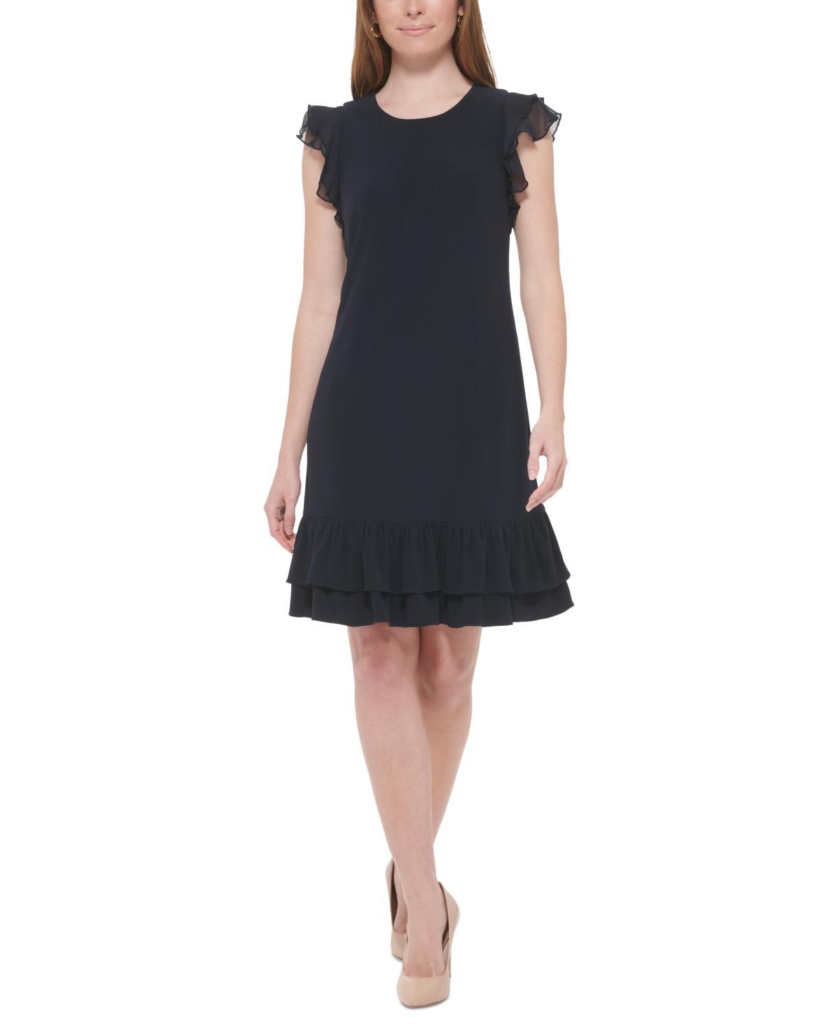 Tommy Hilfiger Womens Ruffled Tiered-Hem Dress Product Image