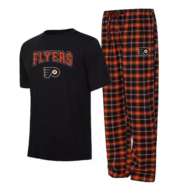 Mens Concepts Sport Black/Orange Philadelphia Flyers Arctic T-Shirt & Pajama Pants Sleep Set Product Image