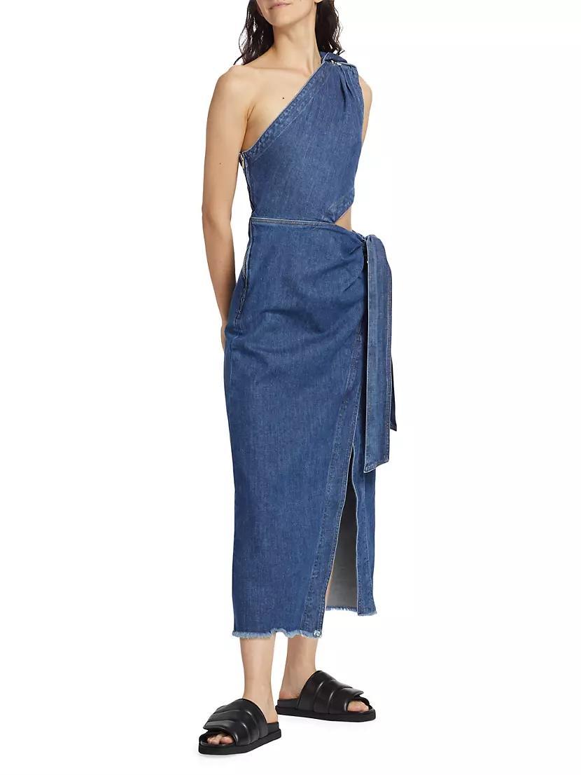 Doran Denim One-Shoulder Midi-Dress Product Image