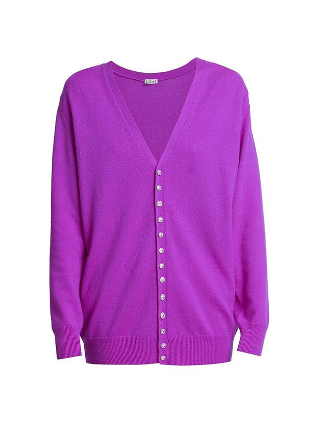 Womens Crystal Button-Embellished Cashmere Cardigan Product Image