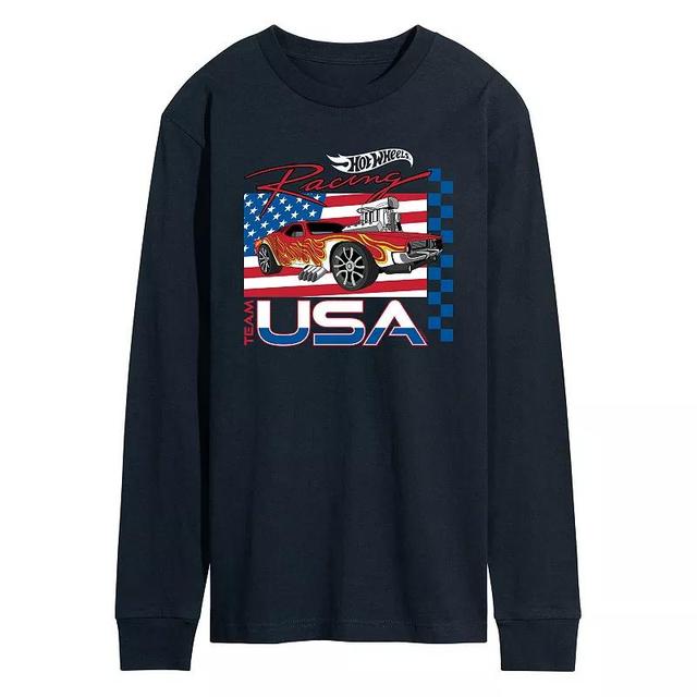 Mens Hot Wheels Americana Long Sleeve Graphic Tee Blue Product Image