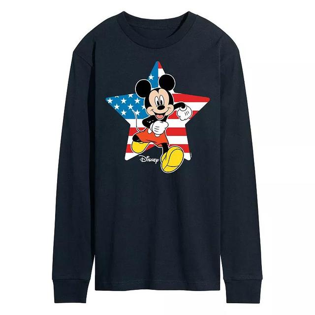 Disneys Mickey Mouse Mens USA Flag Long Sleeve Blue Product Image