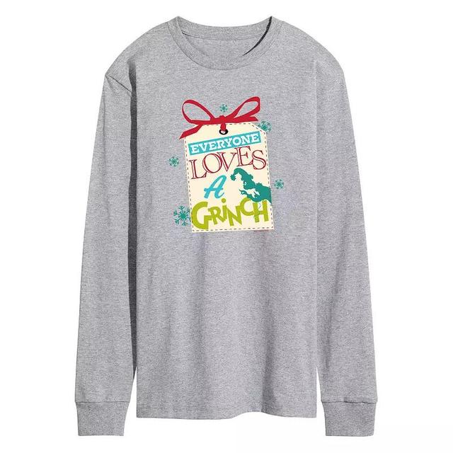 Mens Dr. Seuss The Grinch Everyone Loves A Grinch Long Sleeve Graphic Tee Grey Gray Product Image