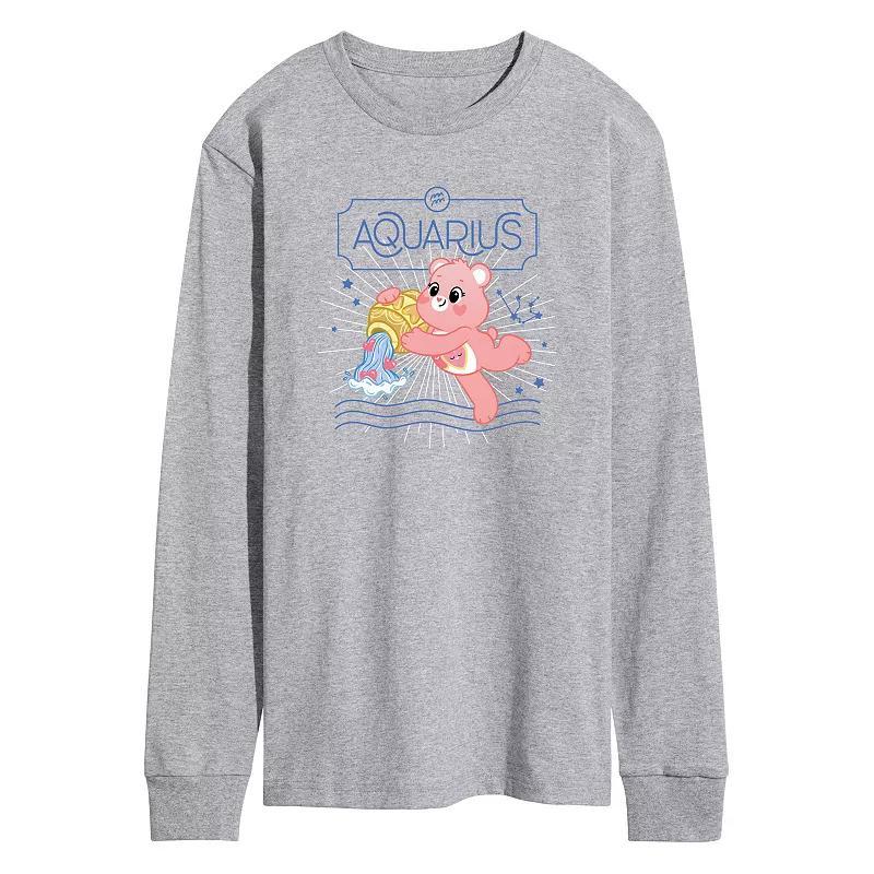 Mens Care Bears Aquarius Long Sleeve Graphic Tee Grey Gray Product Image