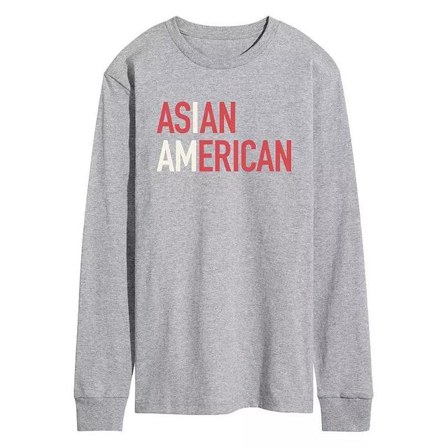 Mens I am Asian American Long Sleeve Graphic Tee Grey Gray Product Image