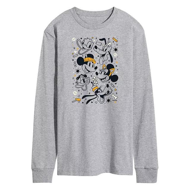 Disneys Mickey Mouse & Friends Mens Halloween Collage Long Sleeve Graphic Tee Product Image