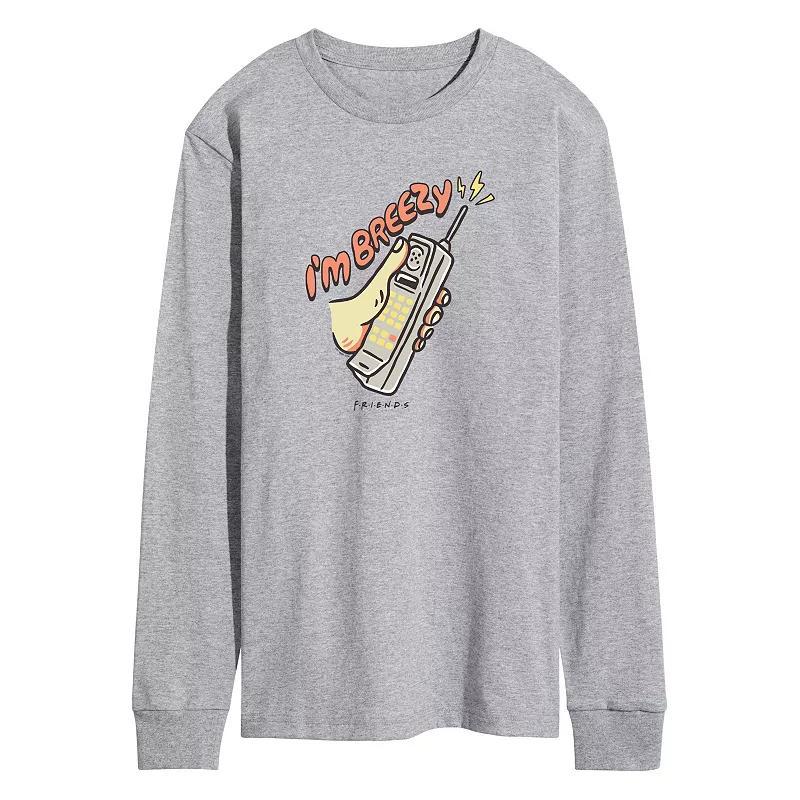 Mens Friends Breezy Long Sleeve Graphic Tee Grey Gray Product Image