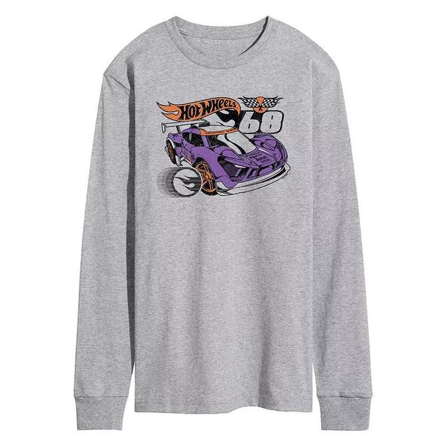 Mens Hot Wheels Super Blitzen Logo Long Sleeve Graphic Tee Grey Gray Product Image