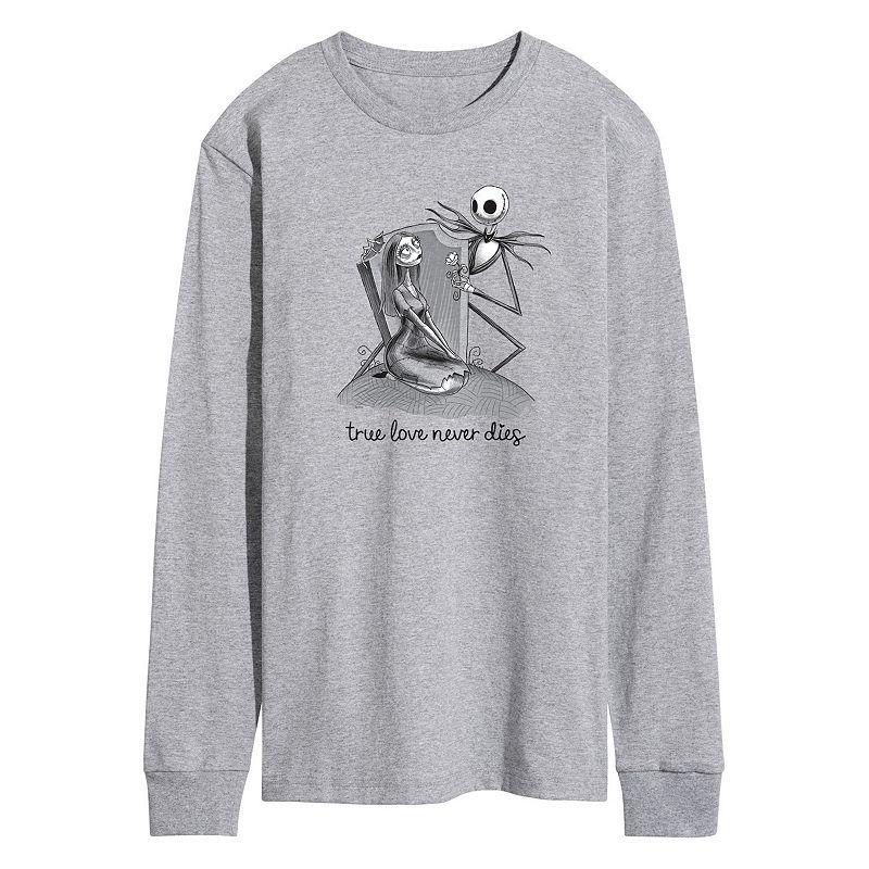 Disneys Nightmare At Christmas Mens True Love Long Sleeve Graphic Tee Grey Gray Product Image