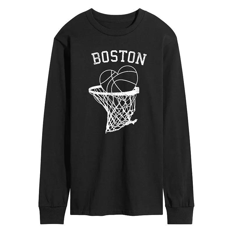 Mens Basketball Heart Boston Long Sleeve Graphic Tee Product Image