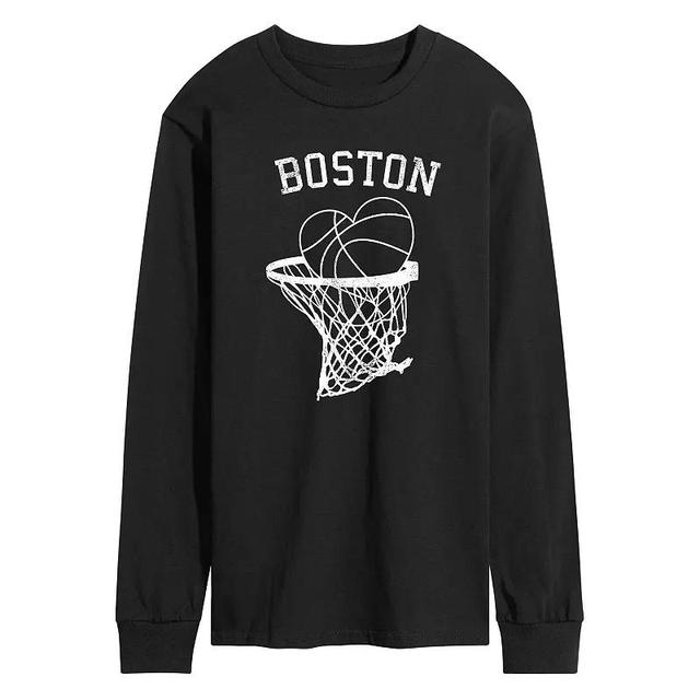 Mens Basketball Heart Boston Long Sleeve Graphic Tee Product Image