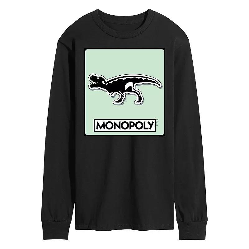 Mens Monopoly TRex Game Token Long Sleeve Graphic Tee Product Image