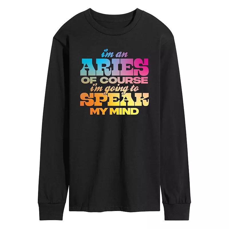 Mens Im An Aries Speak My Mind Long Sleeve Graphic Tee Product Image