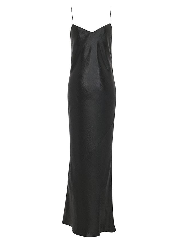 Womens Long Cowlback Dress In Iridescent Satin Product Image