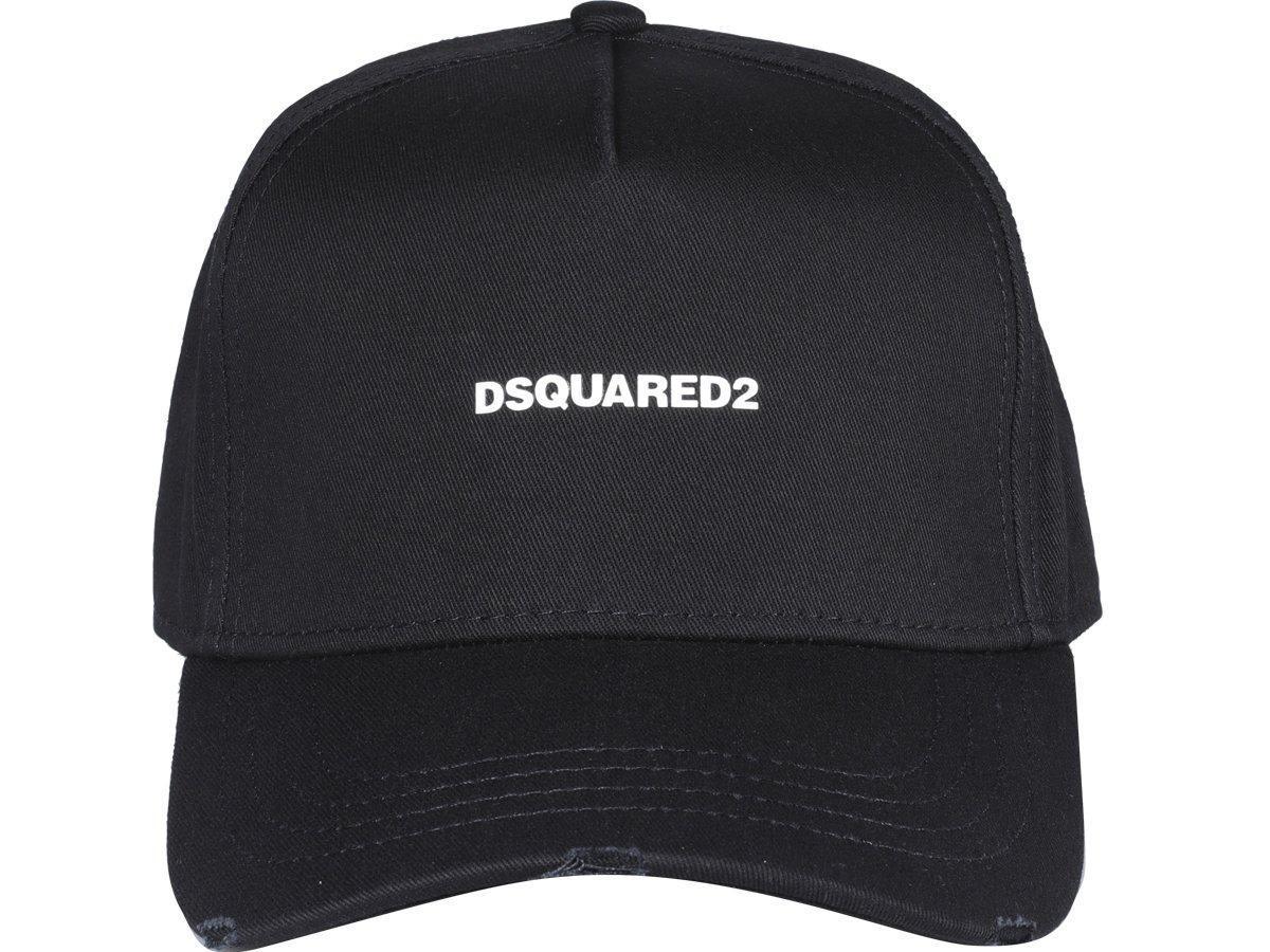 DSQUARED2 Logo Embroidered Distressed Baseball Cap In Black Product Image