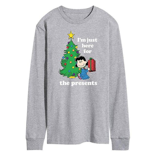 Mens Peanuts Lucy Im Just Here For The Presents Long Sleeve Tee Product Image