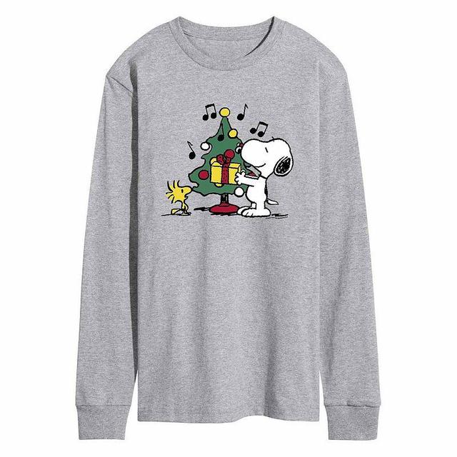 Mens Peanuts Christmas Tree Tee Dark Grey Product Image