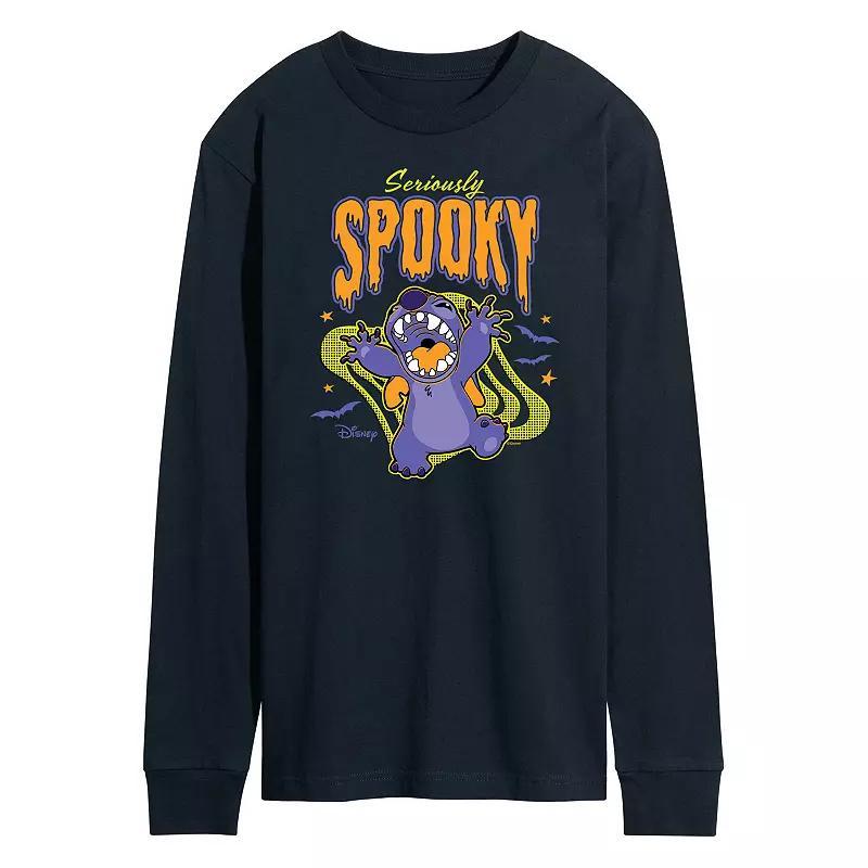 Disneys Lilo & Stitch Mens Seriously Spooky Long Sleeve Tee Blue Product Image