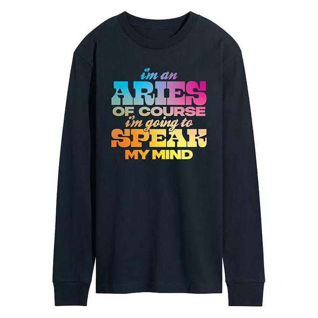 Mens Im An Aries Speak My Mind Long Sleeve Graphic Tee Product Image