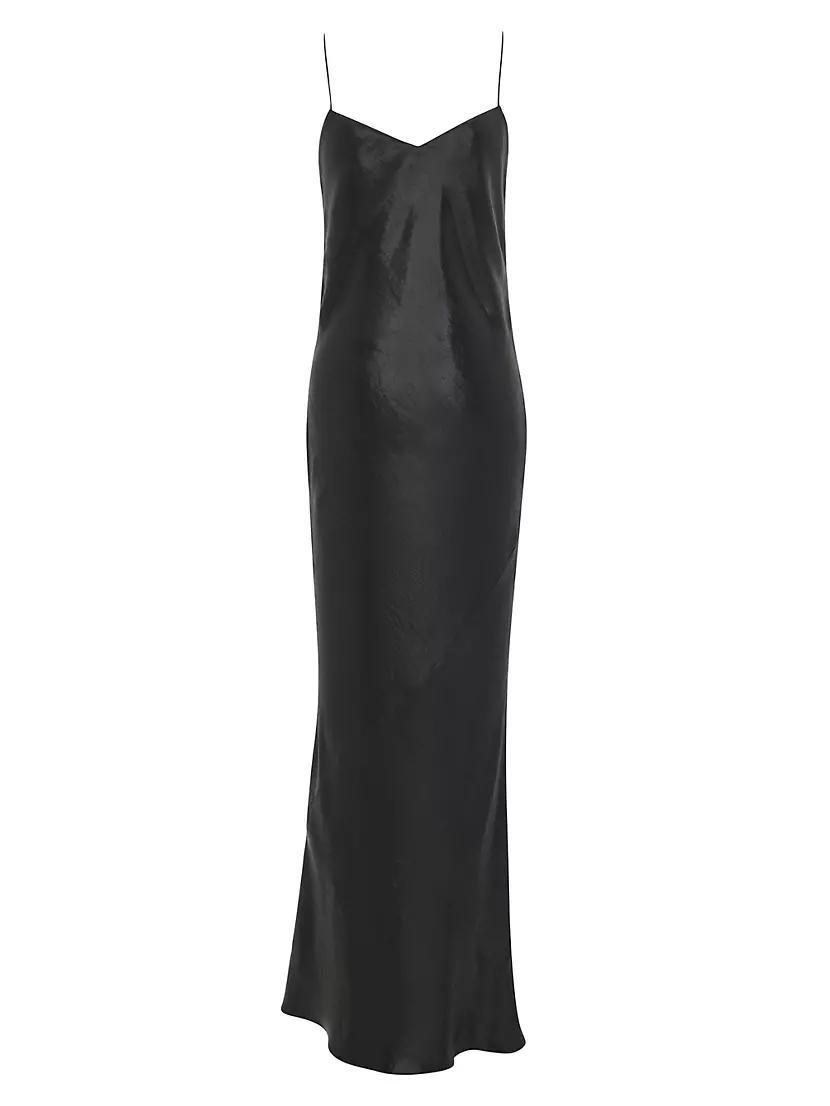 Long Cowlback Dress In Iridescent Satin Product Image