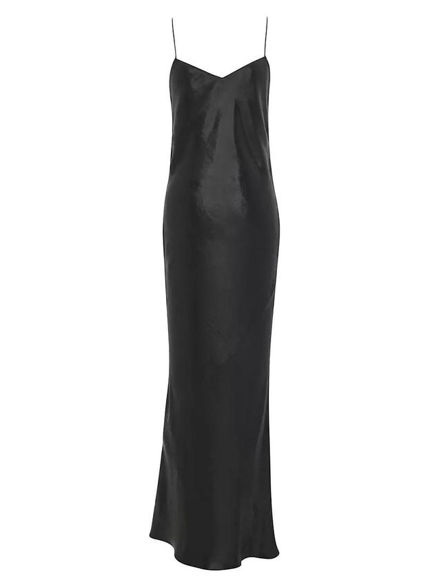 Long Cowlback Dress In Iridescent Satin Product Image