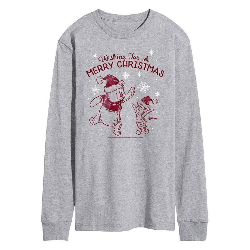 Disneys Winnie The Pooh Mens Merry Christmas Long Sleeve Graphic Tee Product Image