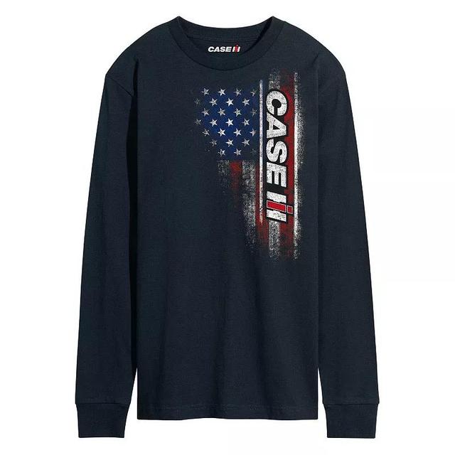 Mens Case IH American Flag Long Sleeve Tee Blue Product Image