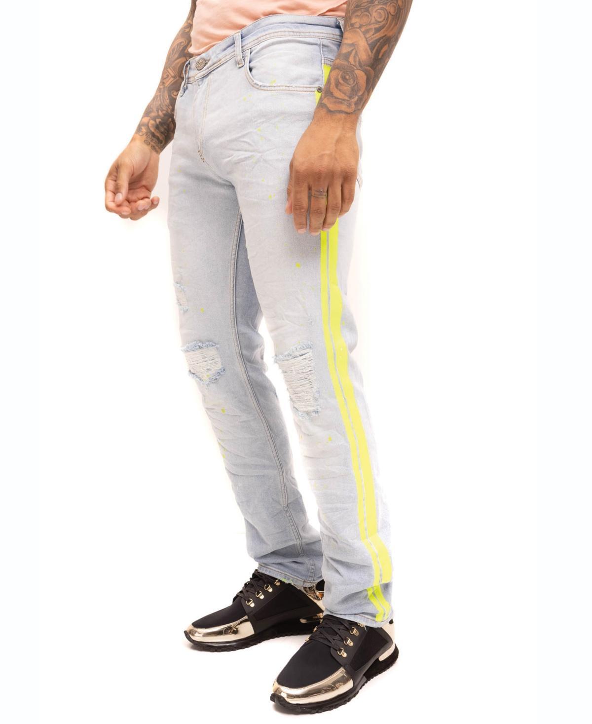 Ron Tomson Mens Modern Splattered Stripe Jeans Product Image