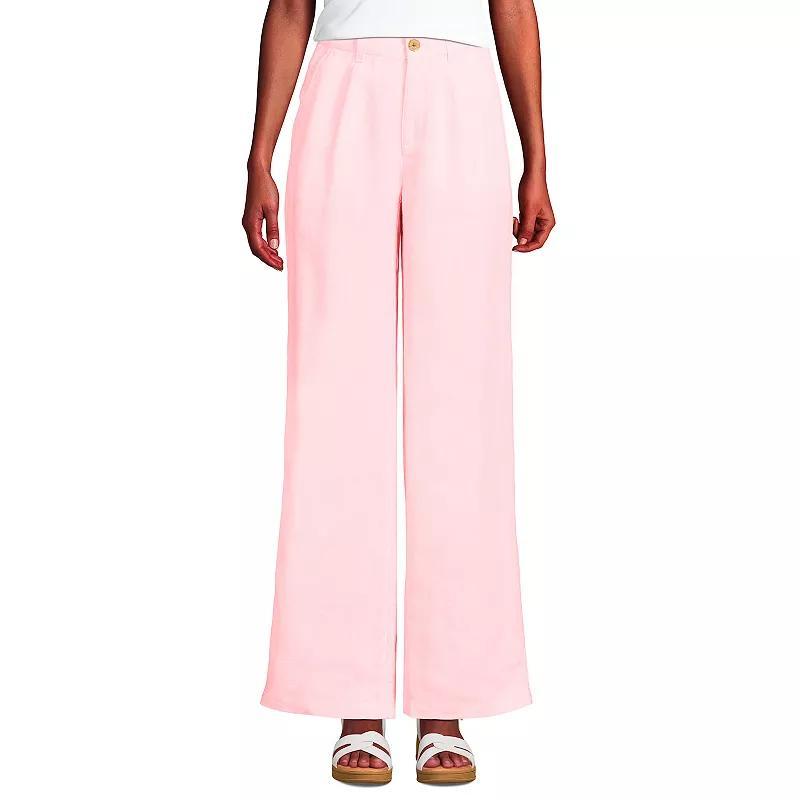 Womens Lands End High-Rise Wide-Leg Linen Pleated Pants Product Image