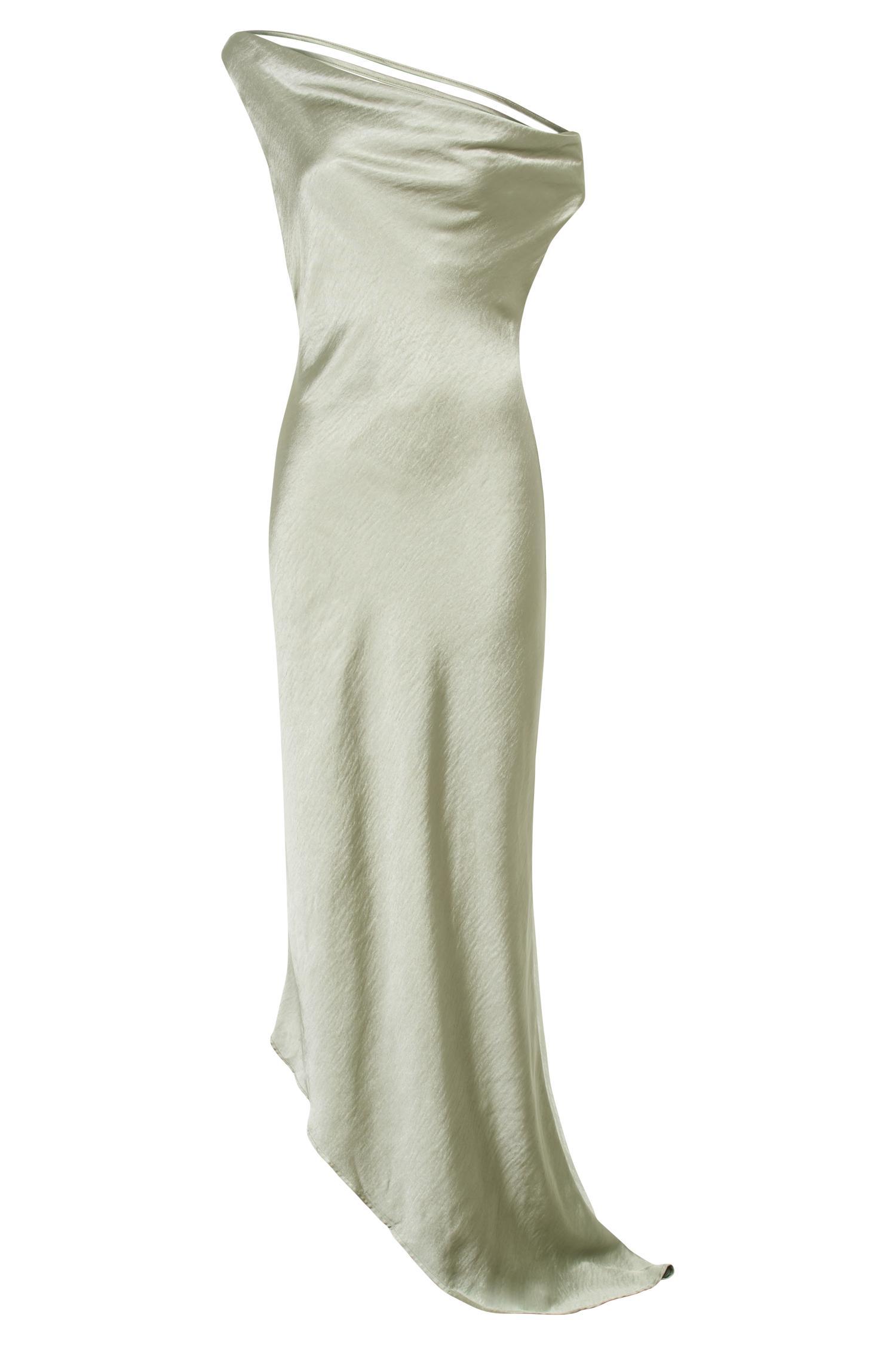 Yvette Slip Maxi Dress With Asymmetrical Hem - Sage Product Image