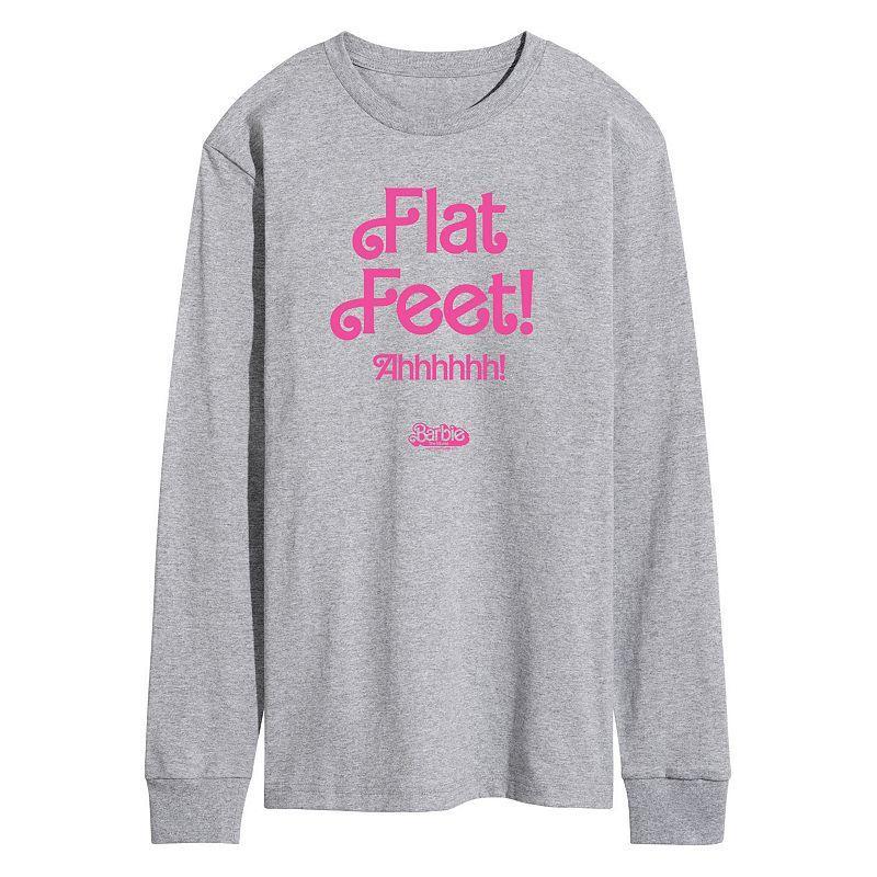 Mens Barbie The Movie Flat Feet Long Sleeve Graphic Tee Med Grey Product Image