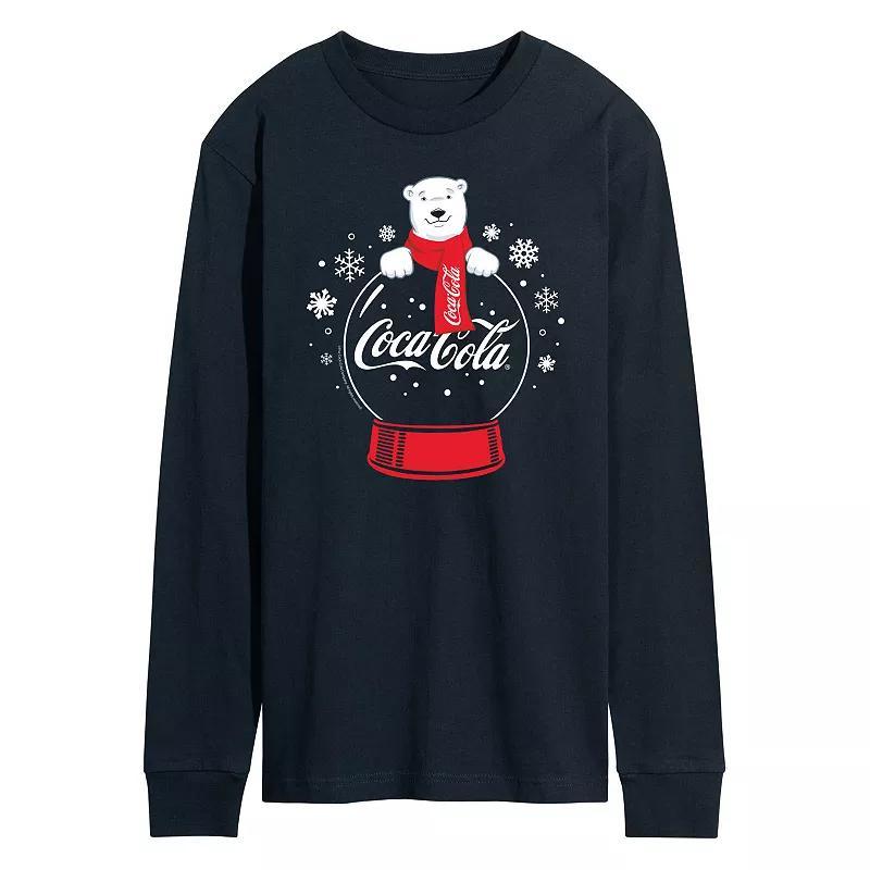 Mens CocaCola Polar Bear Snowglobe Long Sleeve Graphic Tee Blue Product Image