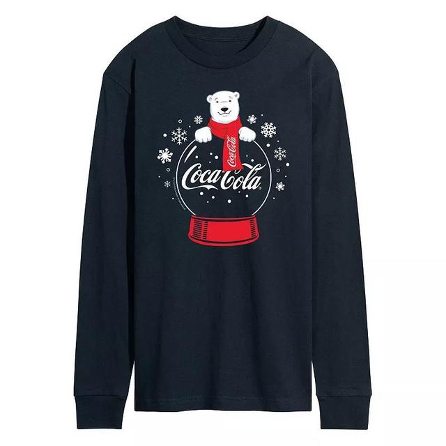 Mens CocaCola Polar Bear Snowglobe Long Sleeve Graphic Tee Blue Product Image