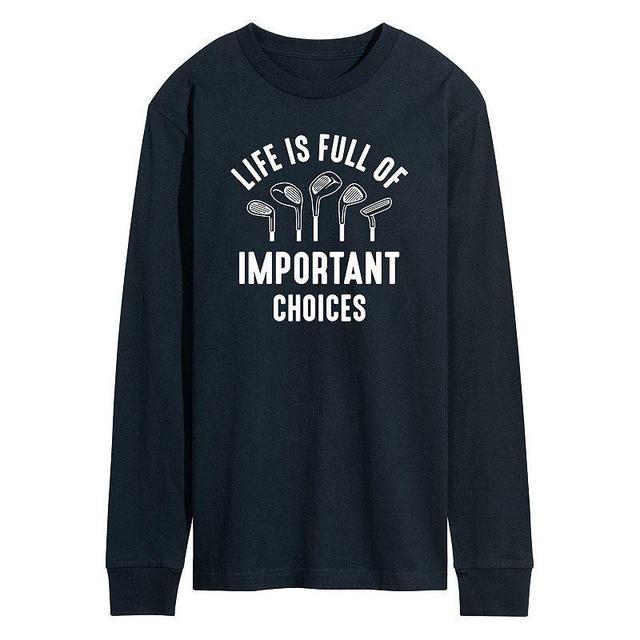 Mens Life Is Full Of Important Choices Long Sleeve Graphic Tee Blue Product Image